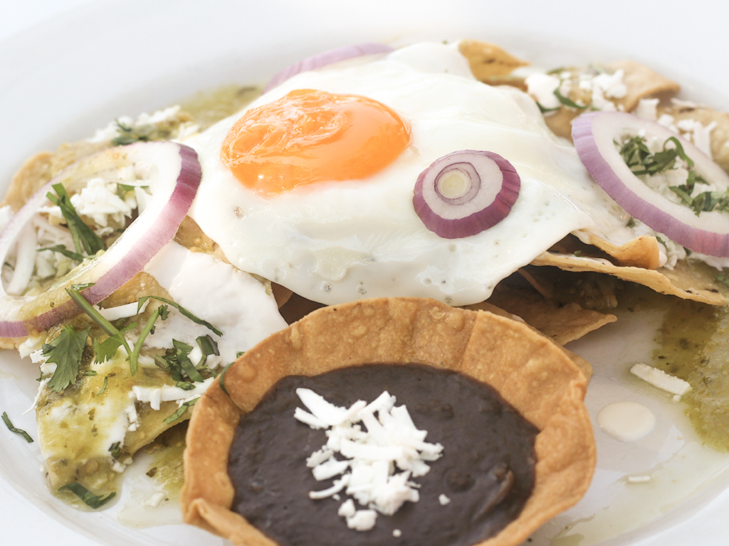 Chilaquiles with Green Sauce and 2 Eggs